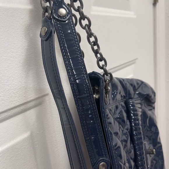Coach Navy Blue poppy liquid glass, quilted shoulder bag - Picture 9 of 13